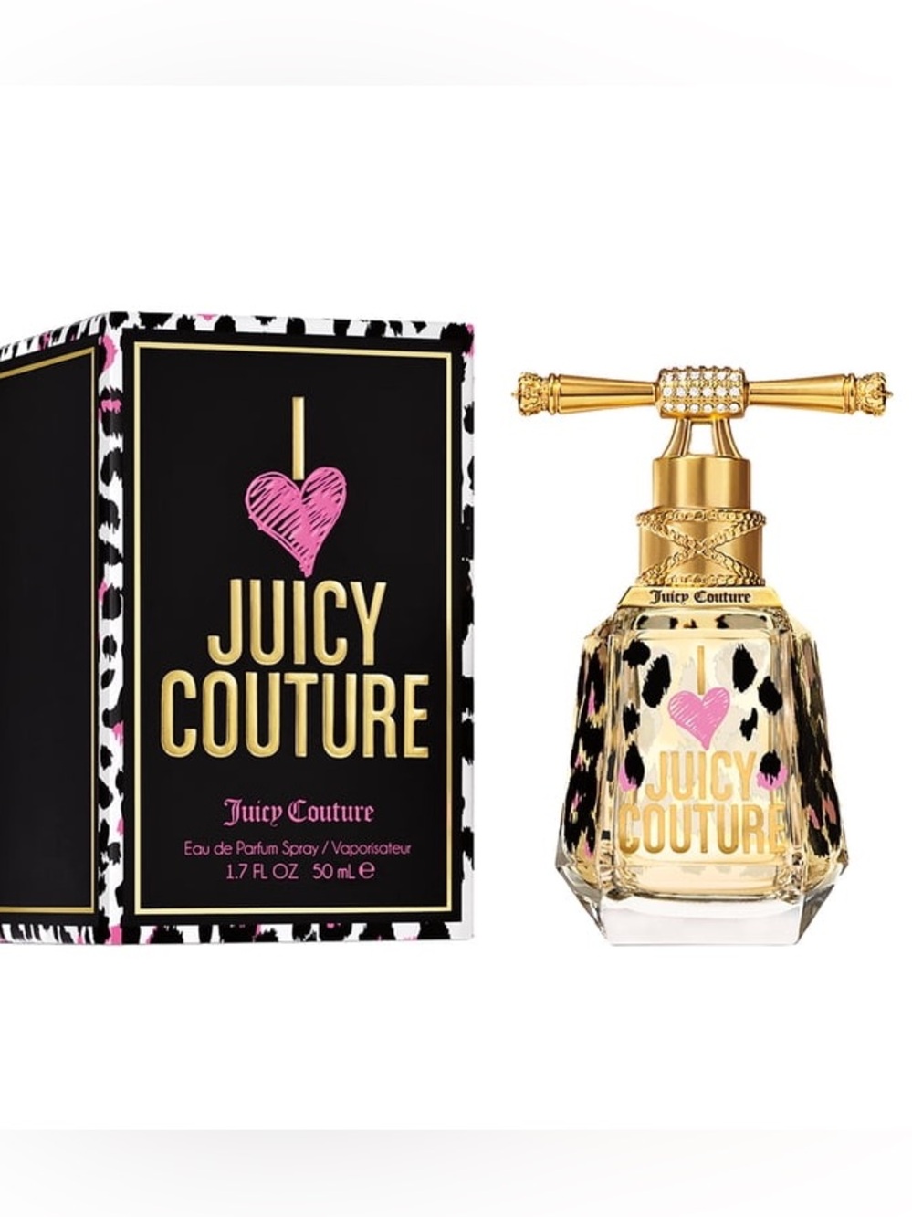 Juicy Couture Gold Bottle with Pink Heart & Leopard Accents